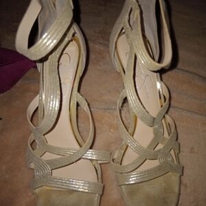 Jessica Simpson Gold Strappy Heels